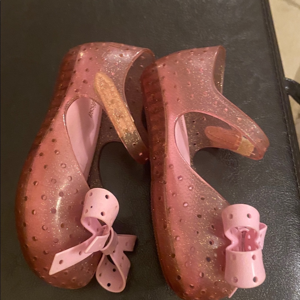 Mini Melissa Sparkling Pink Bow Dress Shoes size 8 girls - Picture 5 of 12